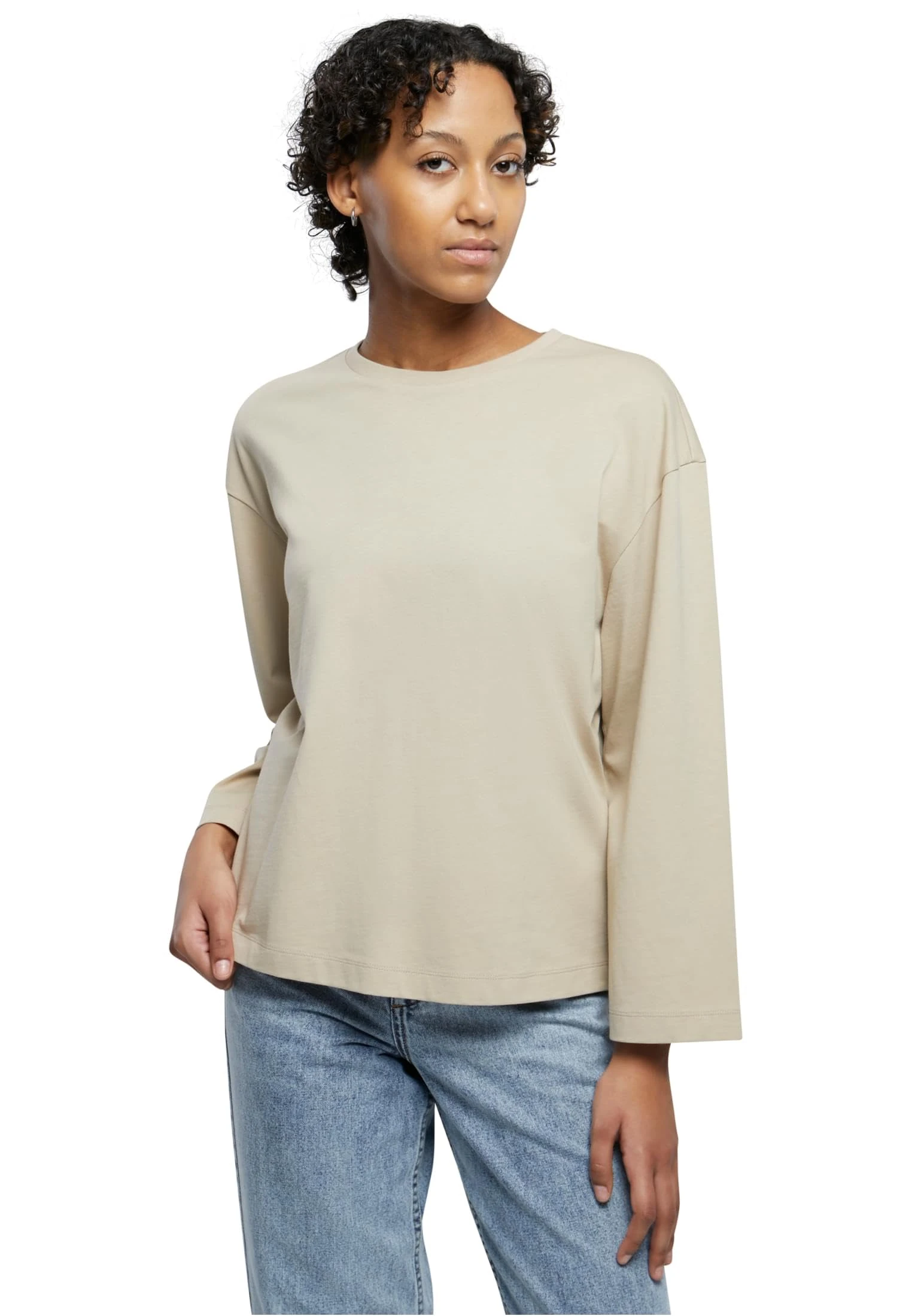 Urban Classics Women's Ladies Organic Oversized Longsleeve T-Shirt, Wetsand, S