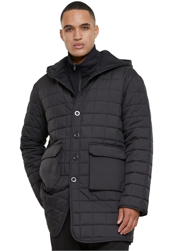 Urban Classics Men's Polar Fleece Lined Parka Jacket, Black, XXL