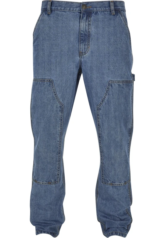 Urban Classics Men's Double Knee Jeans Pants, Light Blue Washed,