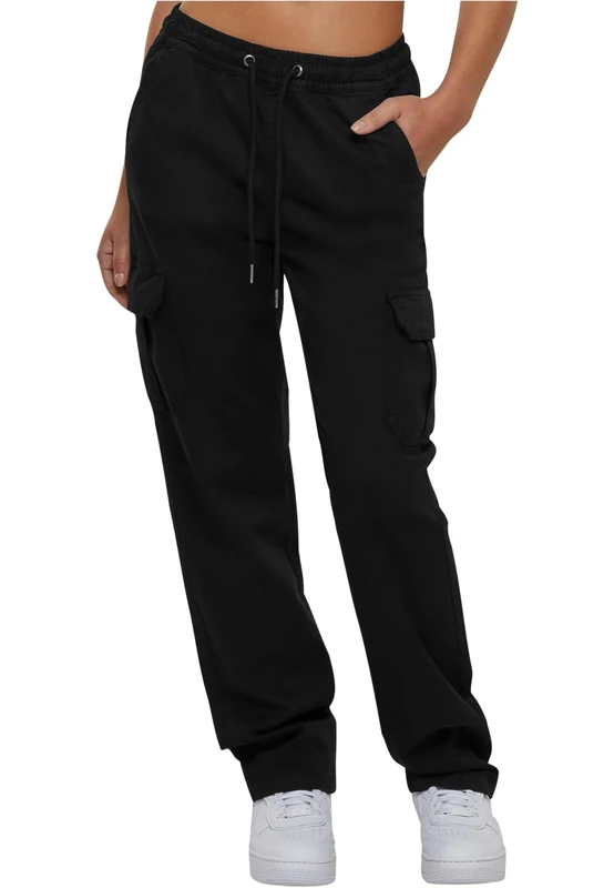 Urban Classics Women's Ladies High Waist Twill Cargo Pants, Black, XXXXXL