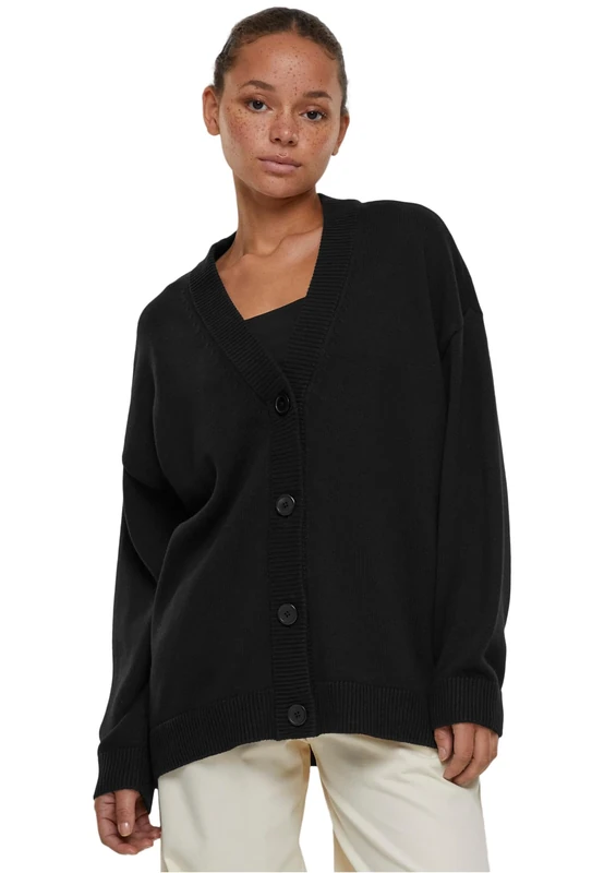 Urban Classics Women's Ladies Big Oversized Cardigan Sweater, Black, L