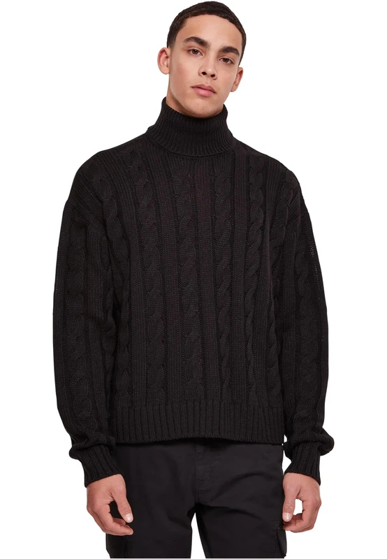 Urban Classics Men's Boxy Roll Neck Sweater Sweatshirt, Black,