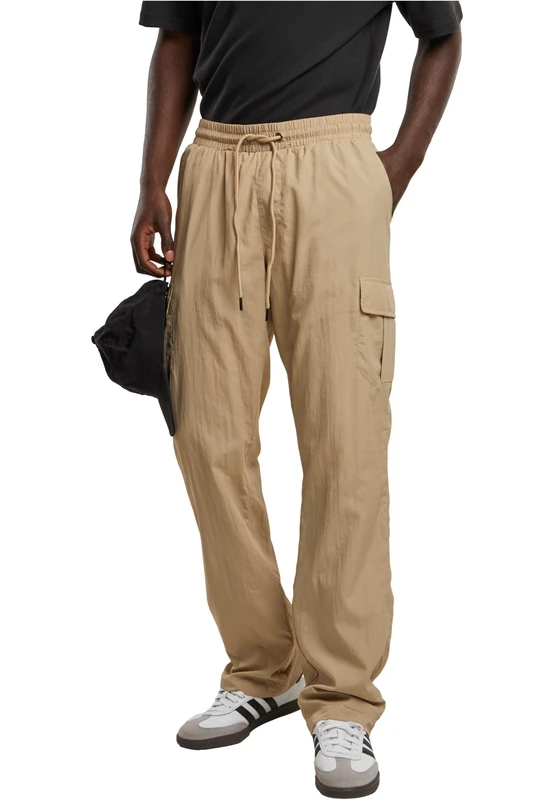 Urban Classics Men's Straight Leg Nylon Cargo Pants, Concrete, S