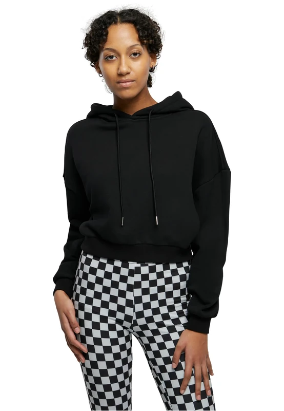 Urban Classics Women's Ladies Cropped Heavy Hoody Hooded Sweatshirt, Black, XXL