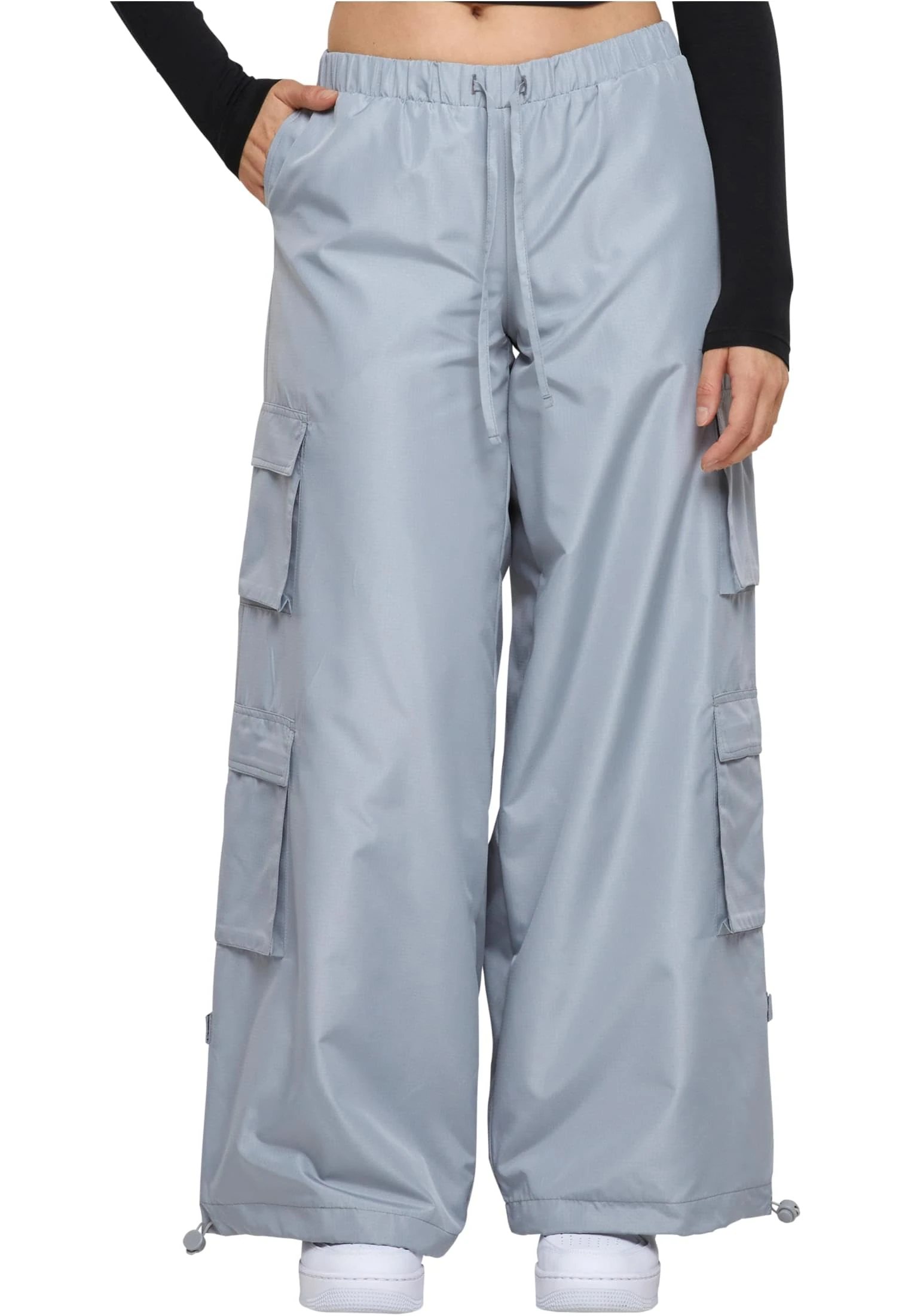 Urban Classics Women's Ladies Ripstop Double Cargo Pants Black L, Lightasphalt, M