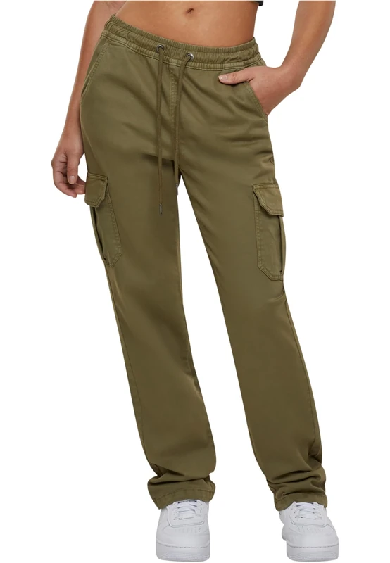 Urban Classics Women's Ladies High Waist Twill Cargo Pants, Tiniolive, XXL