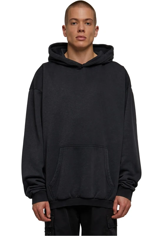 Urban Classics Men's Acid Washed Hoody Hooded Sweatshirt, Black, S