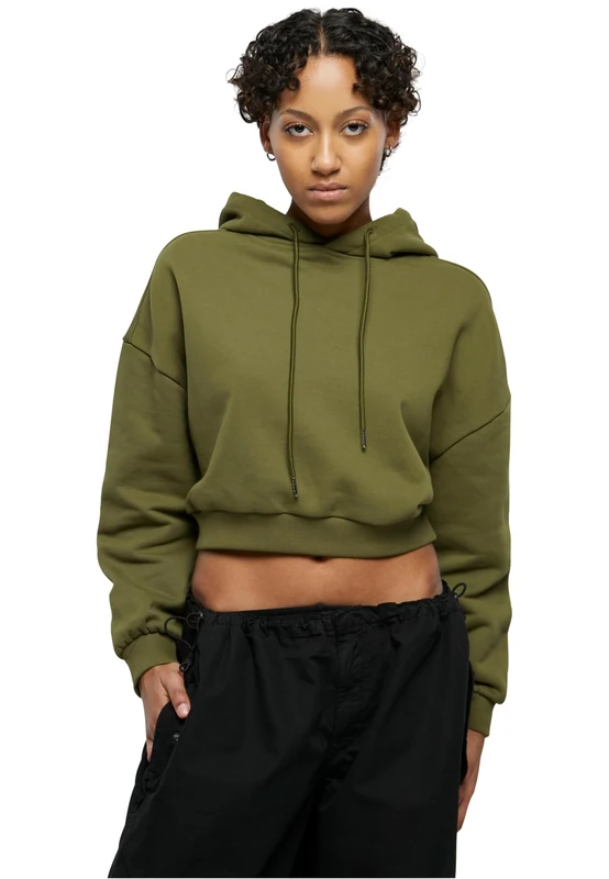 Urban Classics Women's Ladies Cropped Heavy Hoody Hooded Sweatshirt, Summerolive, XXXXL