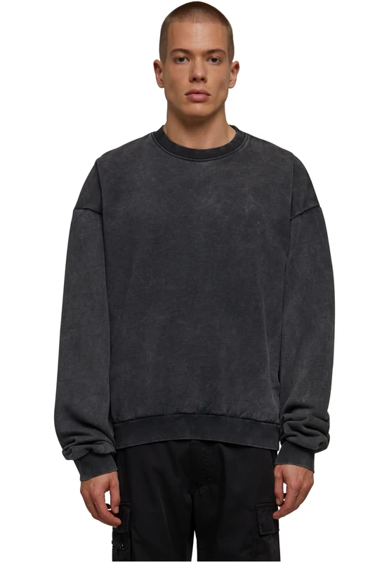 Urban Classics Men's Acid Washed Crew Sweatshirt, Black,