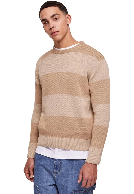 Urban Classics Men's Heavy Oversized Striped Sweatshirt Sweatshirt, Warmsand/wetsand,