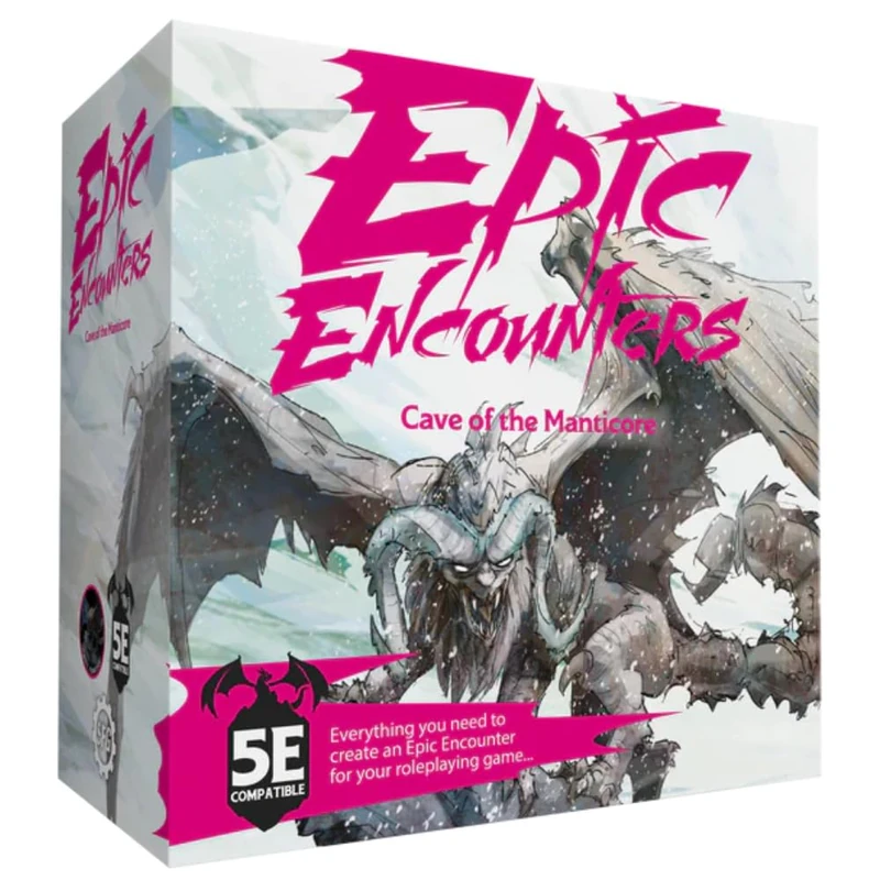 Steamforged Games Epic Encounters: Cave of The Manticore Game with a Huge boss Mini, Double-Sided A2 Game Mat, Adventure Book and Monster Stats