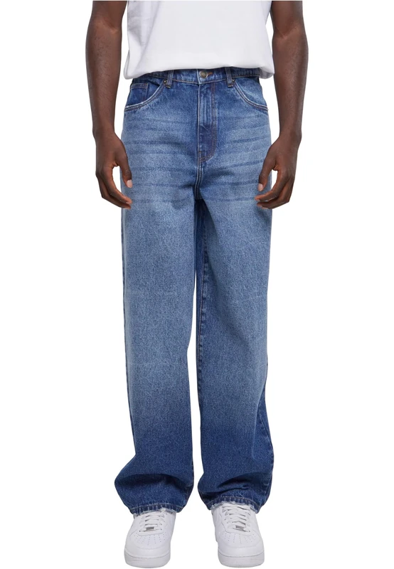 Urban Classics Men's Heavy Ounce Baggy Fit Jeans Pants, New mid Blue Washed,