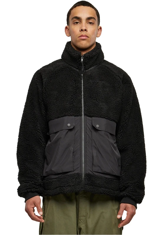 Urban Classics Men's Short Raglan Sherpa Jacket Jacket, Black/black,