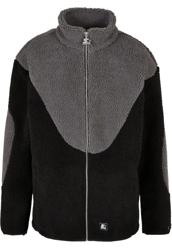 Starter Black Label Men's Starter Sherpa Fleece Jacket Jacket, Black/asphalt,