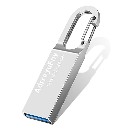 AdrreyuFny USB Memory Stick USB 3.0 Flash Drive 128GB Waterproof Metal Thumb Drive USB Pen Drive for Computer/Tablet/Laptop - Silver