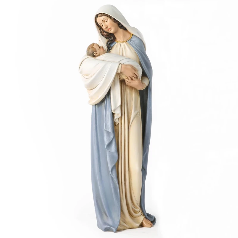 BC Catholic Madonna with Child Statue, Blessed Virgin Mary Figure, Holy Mother Religious Gift for Mom, 12.75" H, Hand Painted Classical Renaissance Sculpture Masterpiece by Buildclassic