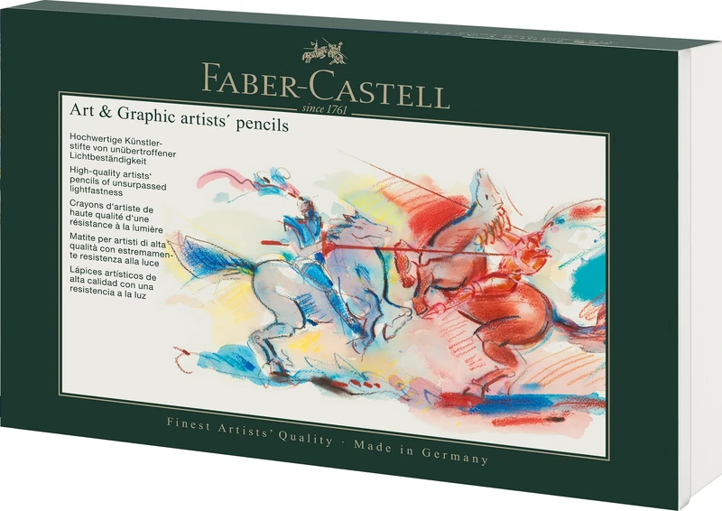 Faber-Castell 210008 Art & Graphic Set 36 Pieces with Polychromos Colouring Pencils, Graphite Matt Pencils and Castell 9000