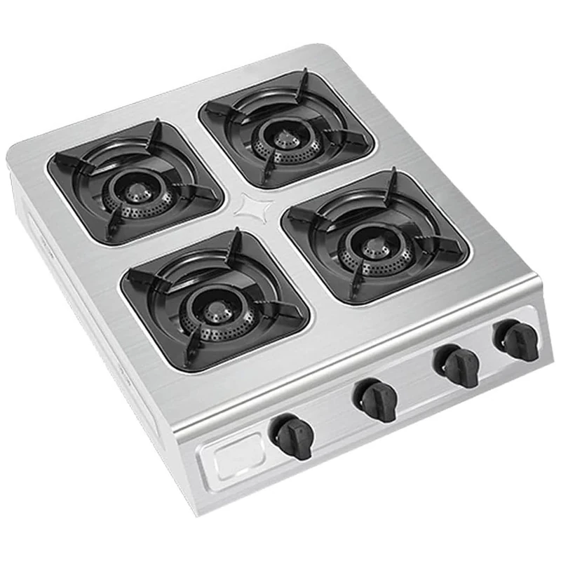 EXQST 4-Hole Commercial Gas Hob - Cast Iron LPG Burner, Safety Valves