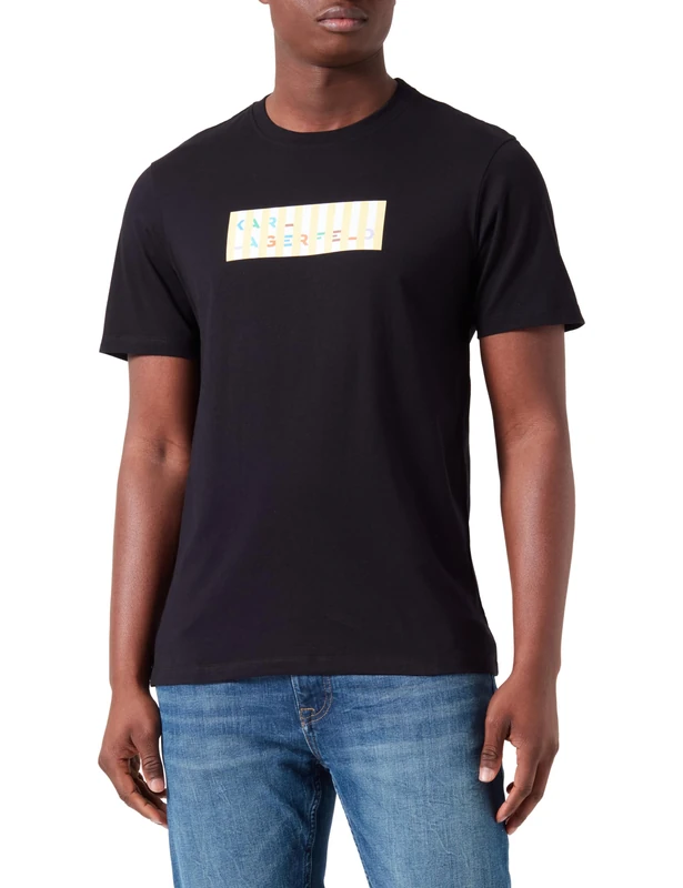 Karl Regular T-Shirt Stripes, Black, L, Black, L - Image 1