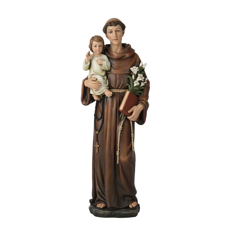BC Catholic St. Anthony of Padua Statue, Blessed Figure, Religious Inspirational Home Decor, 14.75" H, Renaissance Sculpture Handmade by Buildclassic