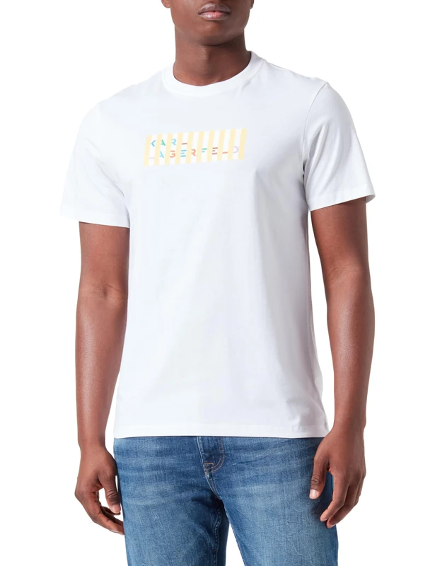 KARL LAGERFELD Men Karl Regular T-Shirt Stripes White L
