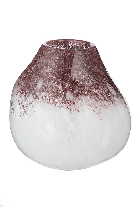 GILDE GLAS art Decorative Vase - Flower Vase Dyed Glass - Decorative Living Room Autumn - Gift for Women Decoration Christmas Birthday - Colour: White Brown - Diameter 15 cm Height 15 cm