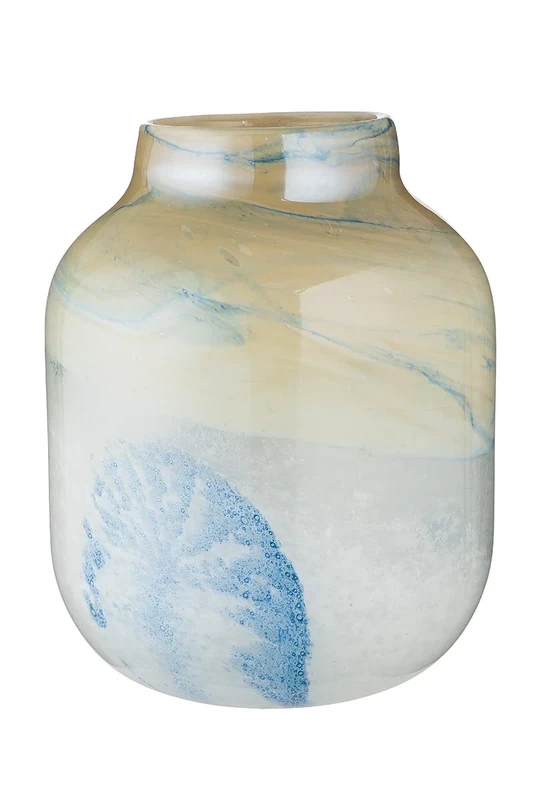 GILDE GLAS art Decorative Vase - Flower Vase Dyed Glass - Maritime Decoration - Gift for Women Birthday Christmas - Colour: Blue Beige - Height 24 cm