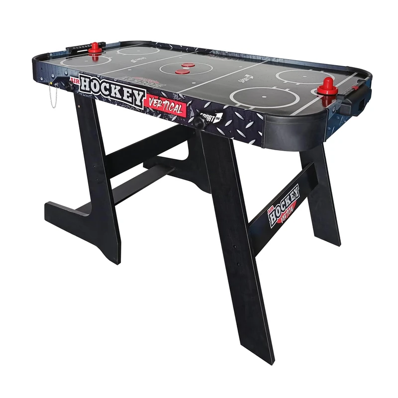 Sport1 Air Hockey Metal Vertical Folding Hockey Table Air Mini with 12V Fan Space Saving Air Hockey Table Measures 121 x 60 x 76 cm 2 Knobs and 2 Discs Included with Integrated Scoreboard