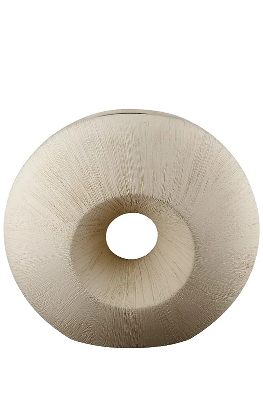 GILDE Decorative Vase - Round Hole Vase Donut Vase Made of Ceramic - Decoration Birthday Wedding - Colour: Cream Height 33 cm