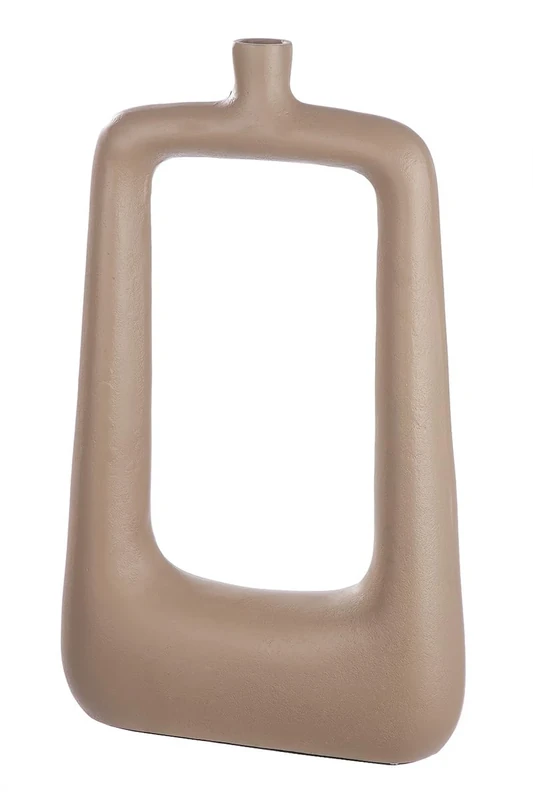 Casablanca Large Vase Hole Vase - Square Decorative Vase Made of Aluminium - Decorative Living Room Autumn - Decoration Birthday - Colour: Beige Brown - Height 41 cm