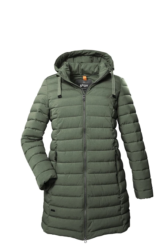 STOY STW 5 WMN QLTD PRK 39790-000 Women's Quilted Parka with Zip-Off Hood Dark Mint, 50