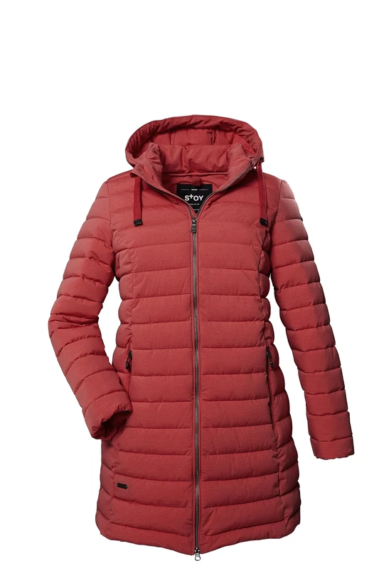 STOY Women's STW 5 Wmn Qltd Prk Quilted Parka with Zip-Off Hood-Large Sizes, Dark Rose, 52 (EU)