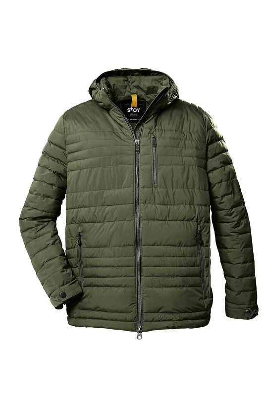 STOY STW 16 MN QLTD 39806-000 Men's Quilted Jacket with Zip-Off Hood - Large Sizes - Dark Olive XXL