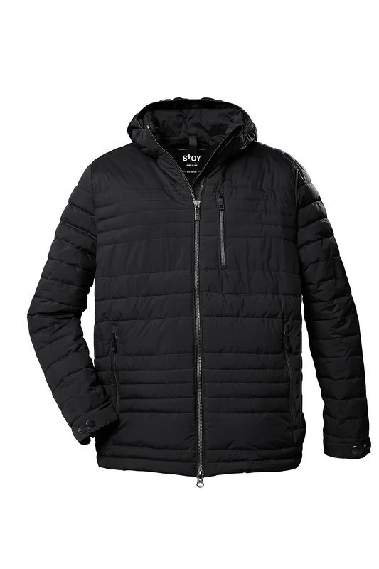 STOY STW 16 MN QLTD JCKT Men's Quilted Jacket with Zip-Off Hood - Large Sizes - Black/Blue, 6XL, 39806-000