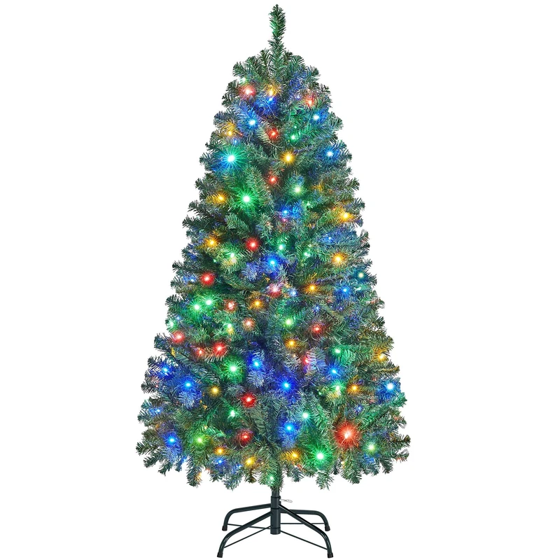 Yaheetech 5ft Pre-Lit Spruce Christmas Tree, 200 Multicolour LED Lights