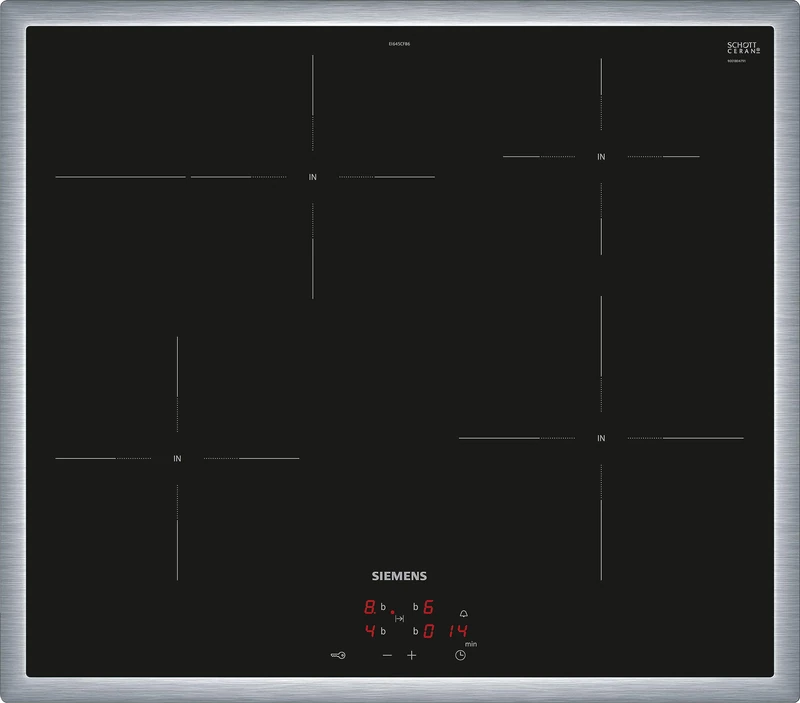 Siemens EI645CFB6E iQ300 Induction Hob 60 cm Cooker Controlled Black Frame Overlay PowerBoost PowerInduction - Faster, Cleaner and Safer Cooking, Timer