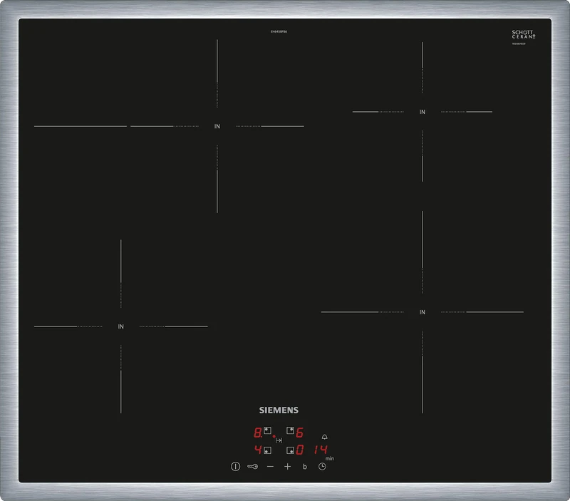 Siemens EH645BFB6E iQ300 Induction Hob 60 cm Black with Frame Overlaying TouchControl PowerBoost Timer Child Lock