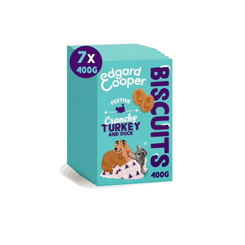 Edgard Cooper Dog Treats, Grain Free, Festive Feast, Fresh Duck Turkey, High Protein, Natural Ingredients, 400g x7
