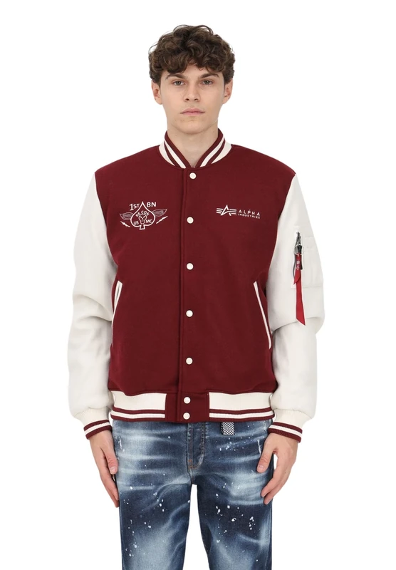 Alpha Industries Varsity Air Force Jacket College for Men Burgundy