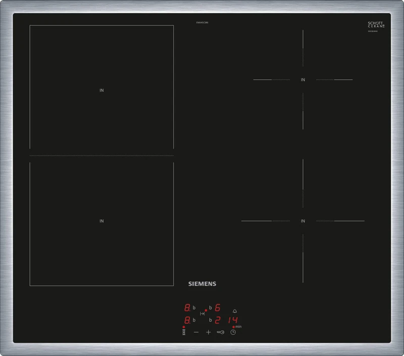 Siemens EM645CSB6E iQ500 Induction Hob 60 cm Cooker Controlled Black with Frame Overlaying Combination Induction PowerBoost PowerInduction - Faster, Cleaner and Safer Cooking