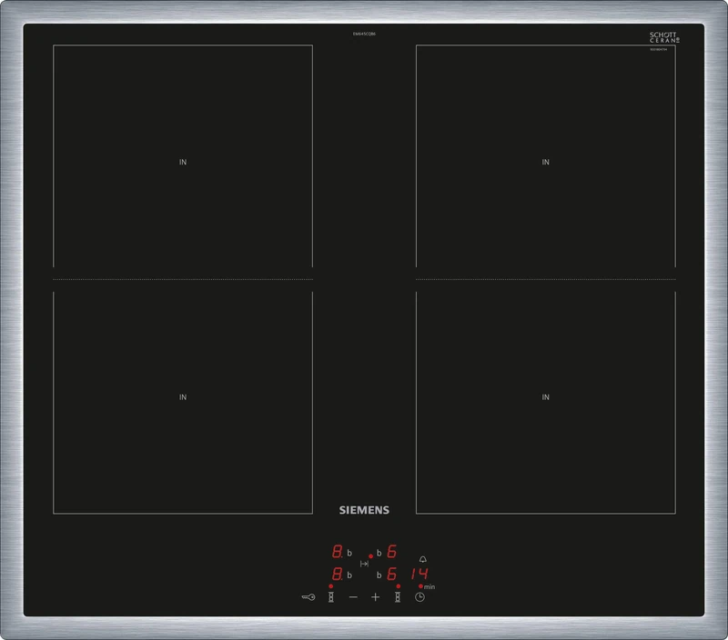 Siemens EM645CQB6E iQ500 Induction Hob 60 cm Cooker Controlled Black with Frame Overlay Combination Induction PowerBoost PowerInduction - Faster, Cleaner and Safer Cooking