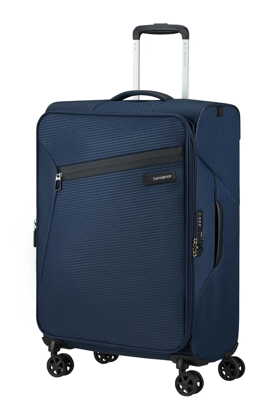 Samsonite Litebeam - Spinner M, Expandable Suitcase, 66 cm, 67/73 L, Blue (Midnight Blue)