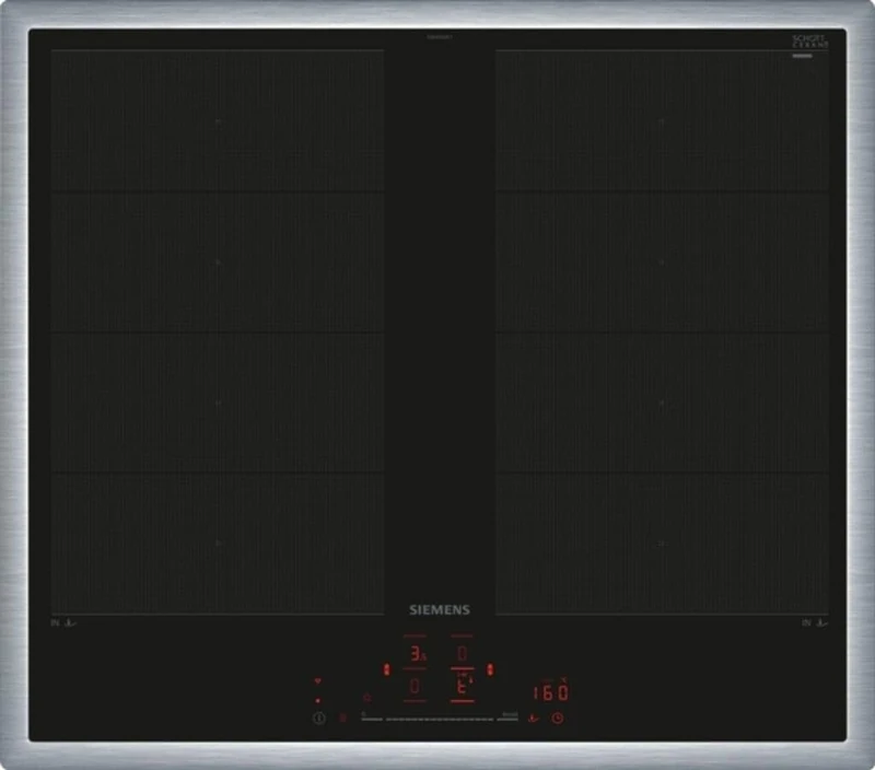 Siemens EX645HXC1E iQ700, Smart Induction Hob, 60 cm, Black, with Frame, VarioInduction, TouchSlider, Frying Sensor Pro - Frying without Risk of Burning