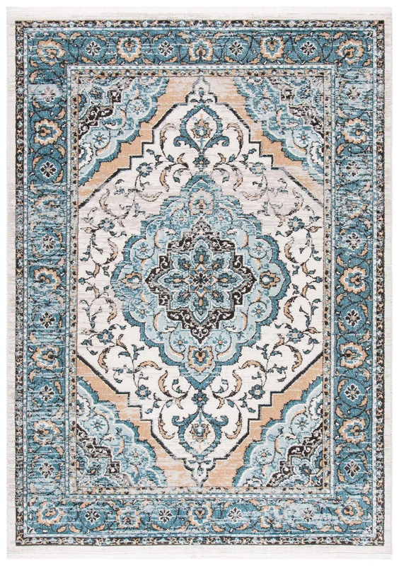 Safavieh Contemporary Rug for Living Room, Dining Room, Bedroom - Shivan Collection, Short Pile, in Blue and Grey, 160 X 229 cm