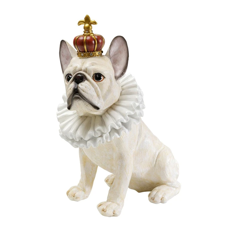 Kare Design Deco Figurine King Dog White, White, Modern, Each Piece Unique, Handpainted, Animal Statue, Gift Idea, Decorative Home Accessories, Home Decor for Living Room, 33x26x16 cm (H/W/D)
