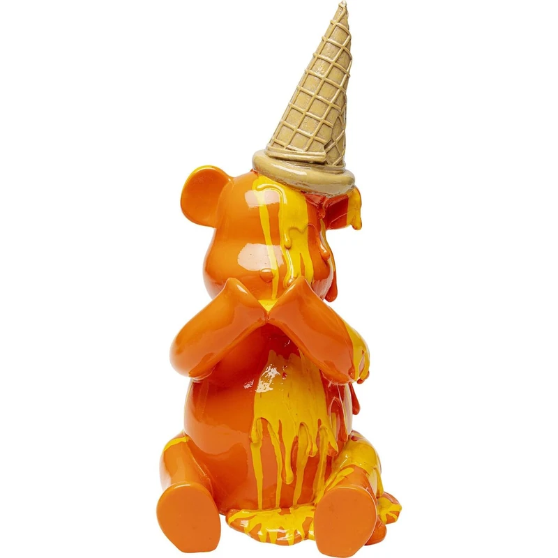 Kare Design Deco Figurine Sitting Gelato Bear, Orange, Modern, Deco Statue, Gift Idea, Decorative Home Accessories, Home Decor, Room Decor for Living Room, Bedroom, 37x18x17cm (H/W/D)