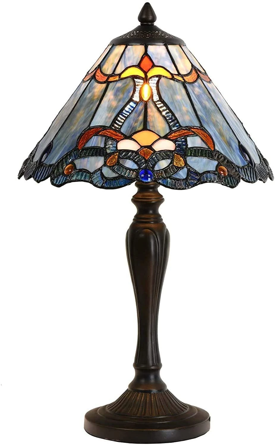 Bieye L30683 Baroque Tiffany Style Stained Glass Table Lamp Night Light, 12" Wx20 H
