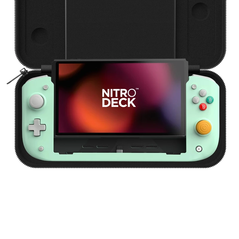 CRKD Nitro Deck Limited Edition with Carry Case - Professional Handheld Deck with Zero Stick Drift for Nintendo Switch and Switch OLED (Retro Mint - Crystal Collection)