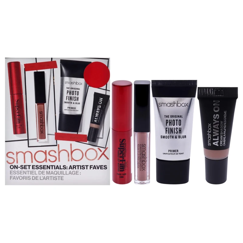 SmashBox On-Set Essentials Artist Faves For Women 4 Pc 0.34oz The Original Photo Finish Smooth Plus Blur Primer, 0.17oz SuperFan Mascara