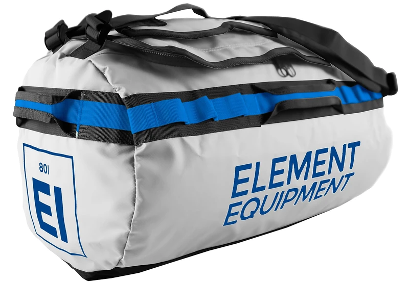 Element Equipment Trailhead Waterproof Fabric Travel Bag with Shoulder Strap, Light Grey/Blue, Large 85 Liters, Outdoor/Sturdy